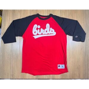 Birds Champion T Shirt Mens‎ XL Raglan 3/4 Sleeve Baseball Graphic Tee Red Black